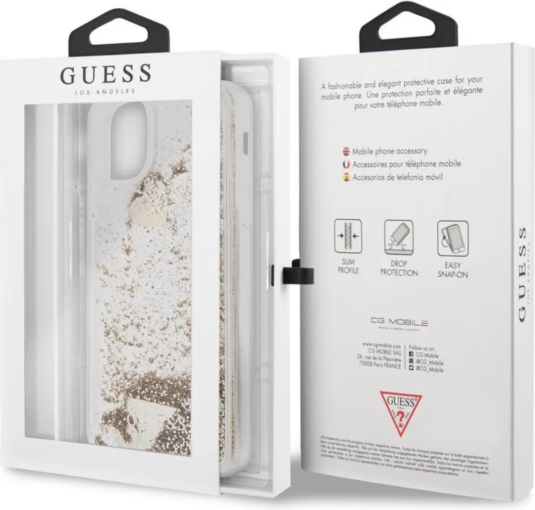 GUESS Charms Liquid Glitter Case S212-4 - iPhone 12 Pro Max - Goud
