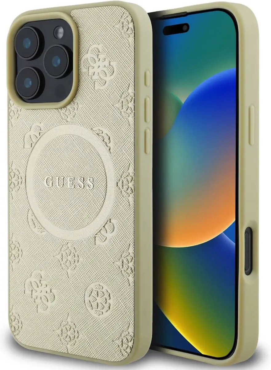 GUESS Backcover iPhone 16 Pro MagSafe - Goud - GUHMP16LPSAPSMED