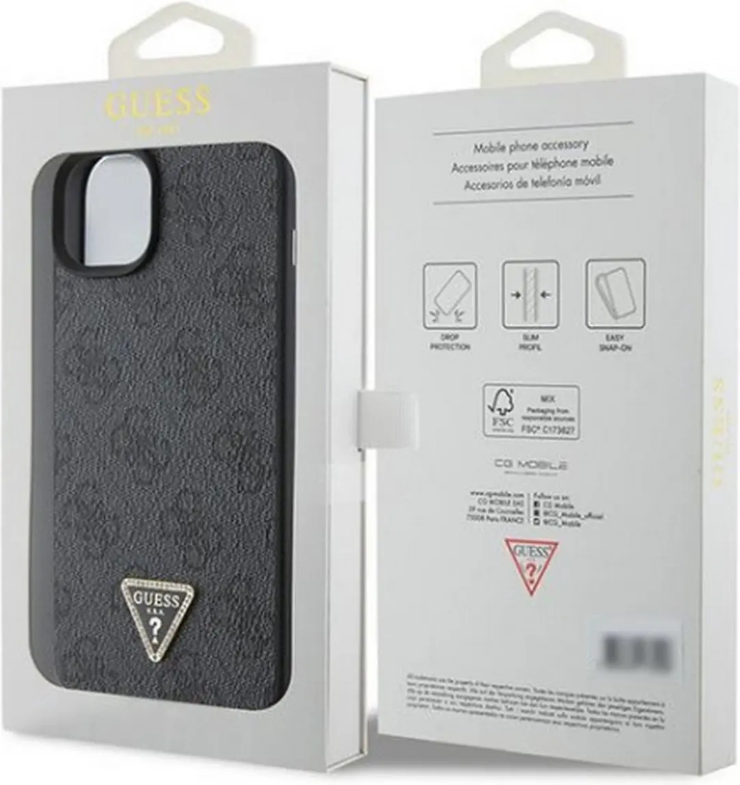 GUESS 4G Triangle Logo Hoesje iPhone 15 - Zwart