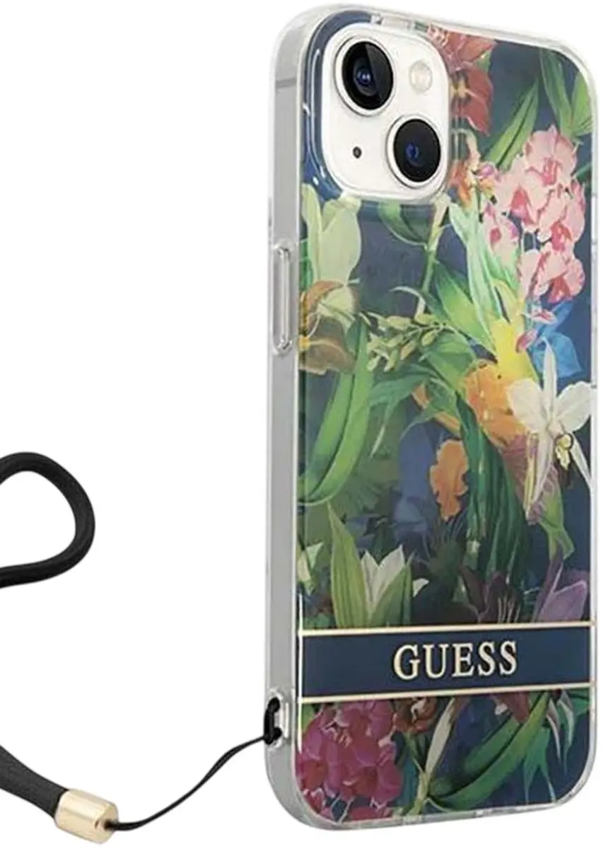 GUESS Flower Back Cover met Strap iPhone 14