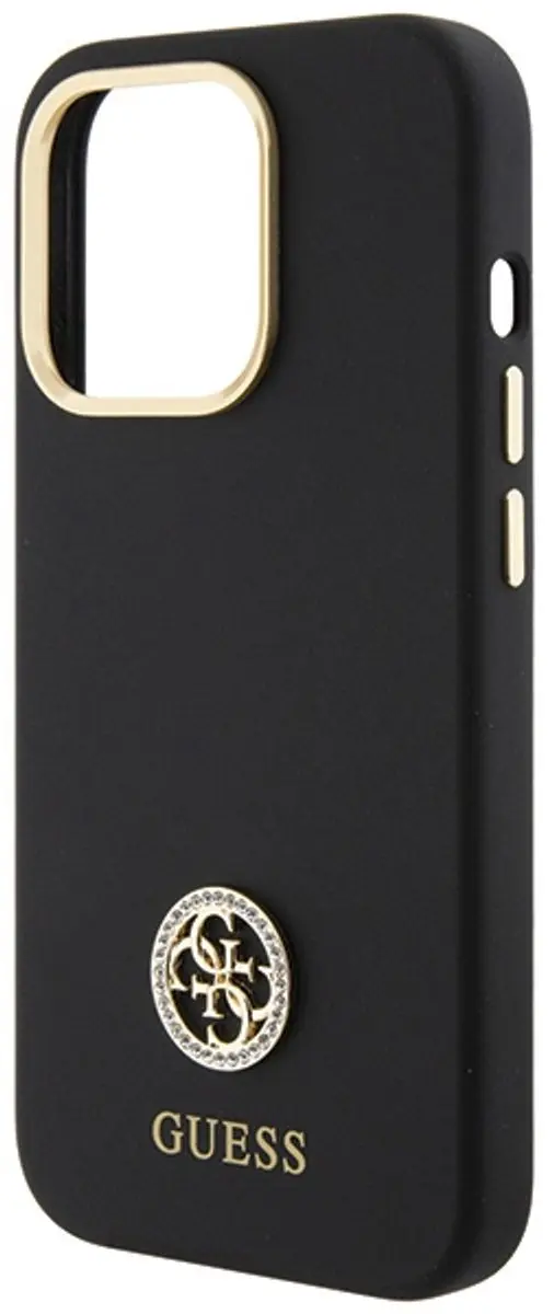 GUESS 4G Silicone Metal Logo Hoes - iPhone 15 Pro Max - Zwart - afbeelding 6 van 6