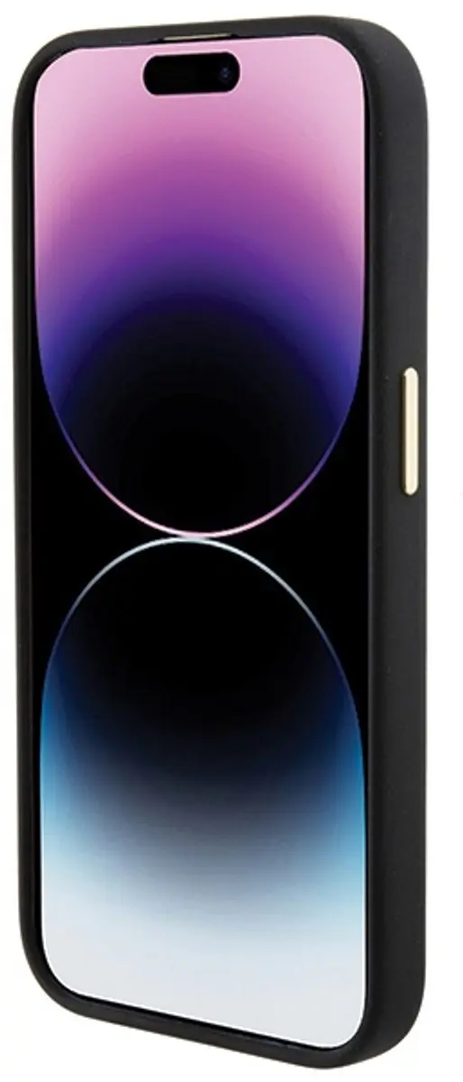 GUESS 4G Silicone Metal Logo Hoes - iPhone 15 Pro Max - Zwart