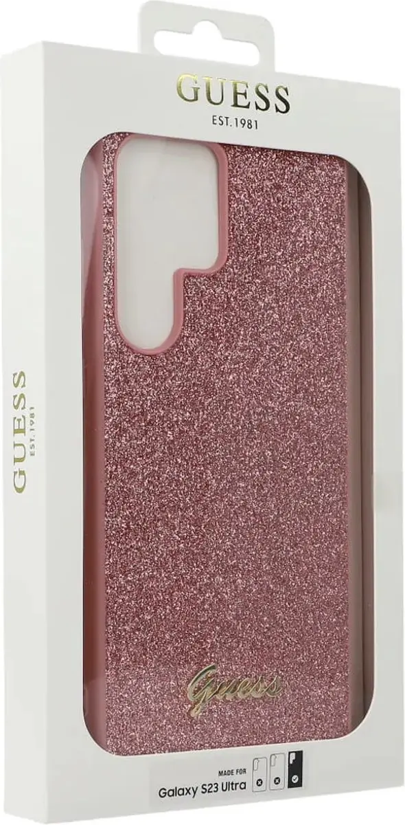 GUESS Glitter Flakes Hoesje - Samsung Galaxy S23 Ultra - Roze