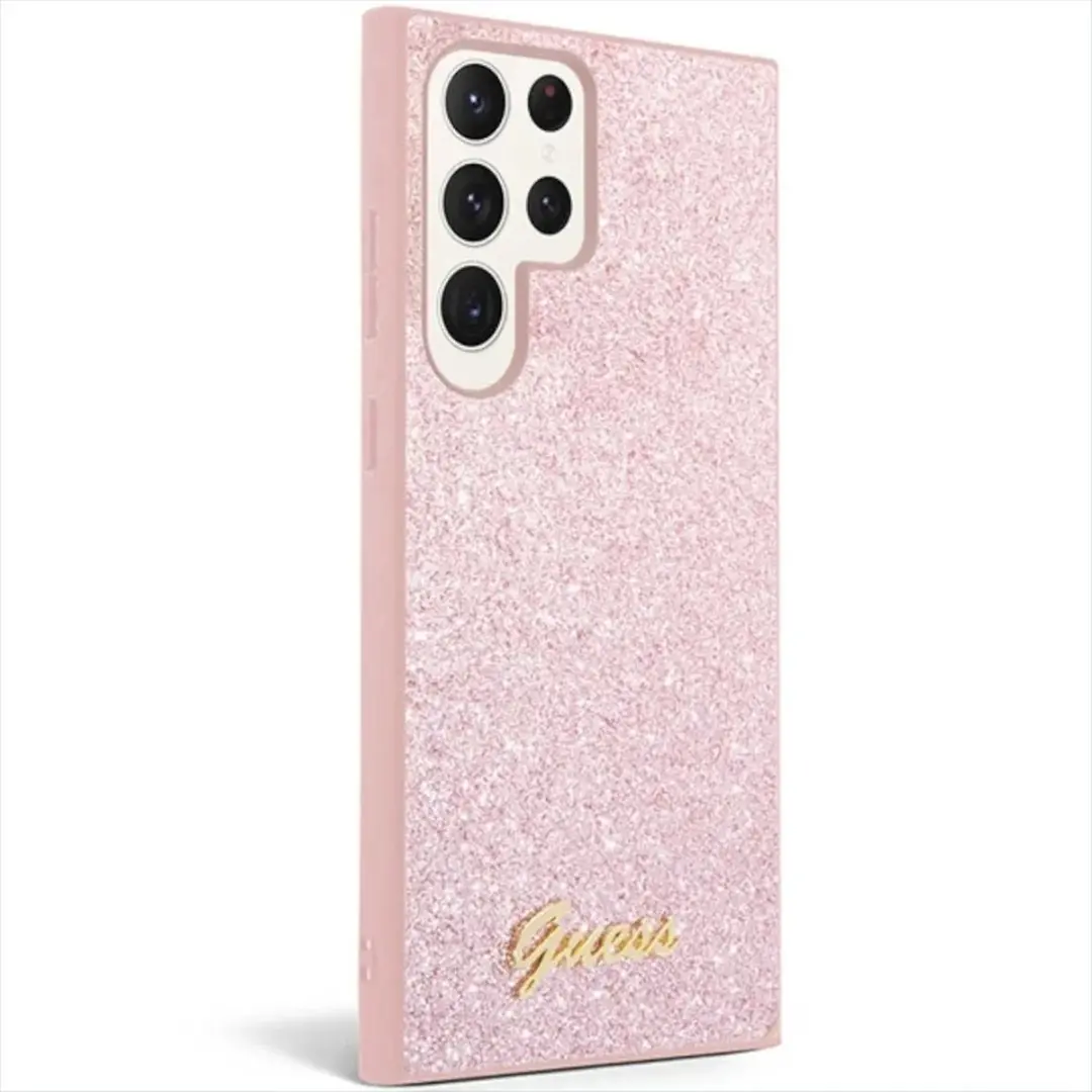 GUESS Glitter Flakes Hoesje - Samsung Galaxy S23 Ultra - Roze