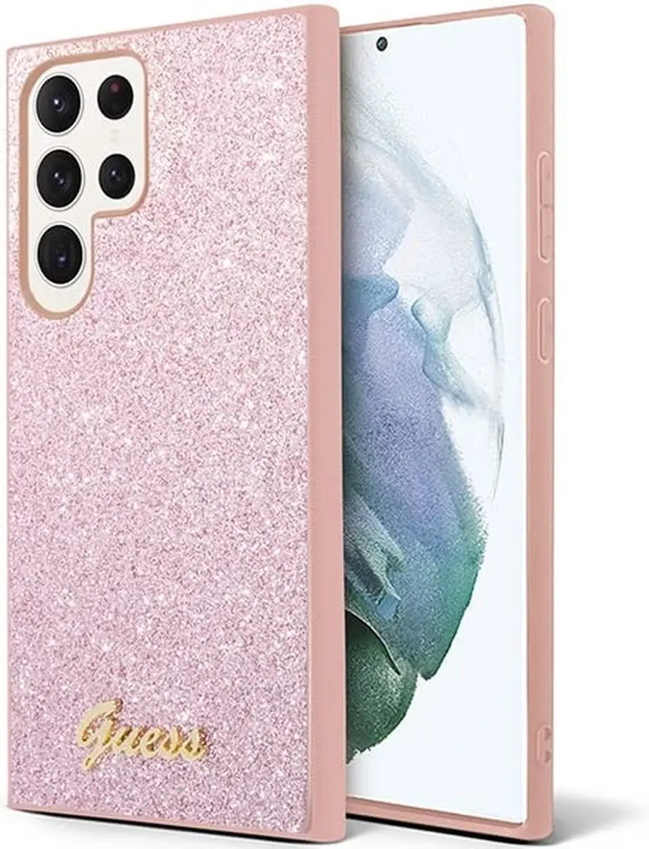GUESS Glitter Flakes Hoesje - Samsung Galaxy S23 Ultra - Roze