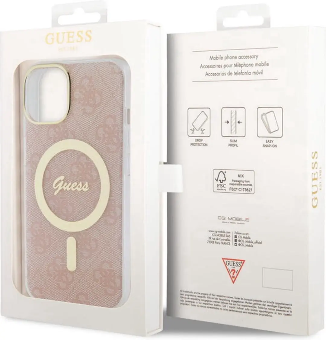 Guess 4G MagSafe Back Case - iPhone 14 Plus - Roze