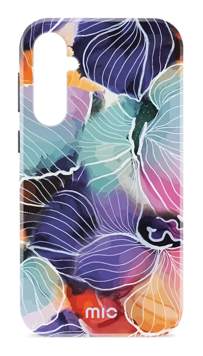 Mio by Mobilize Hoesje MIOFLS24FE5G - Samsung Galaxy S24 FE - MagSafe - Flowers - Blauw/Paars