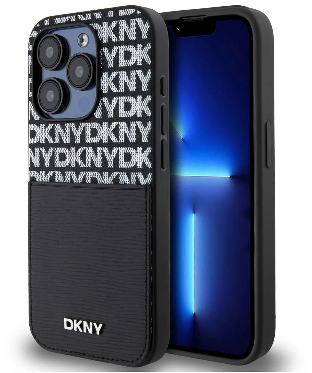 DKNY Hoesje iPhone 14 Pro - Kaarthouder - Zwart DKHCP14LPCRTHLK