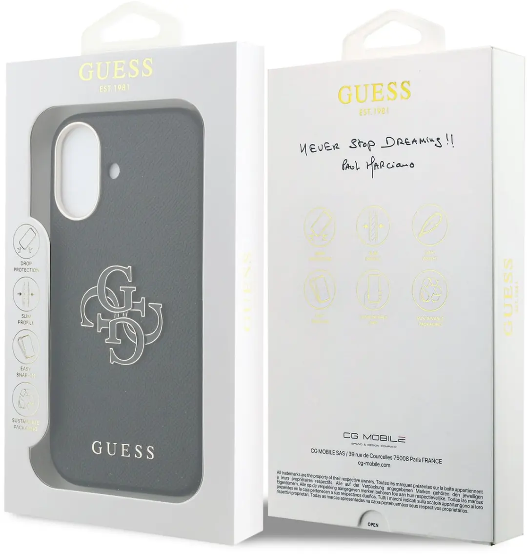 GUESS PU Resin Logo Backcover 14925 - iPhone 17 - Zwart