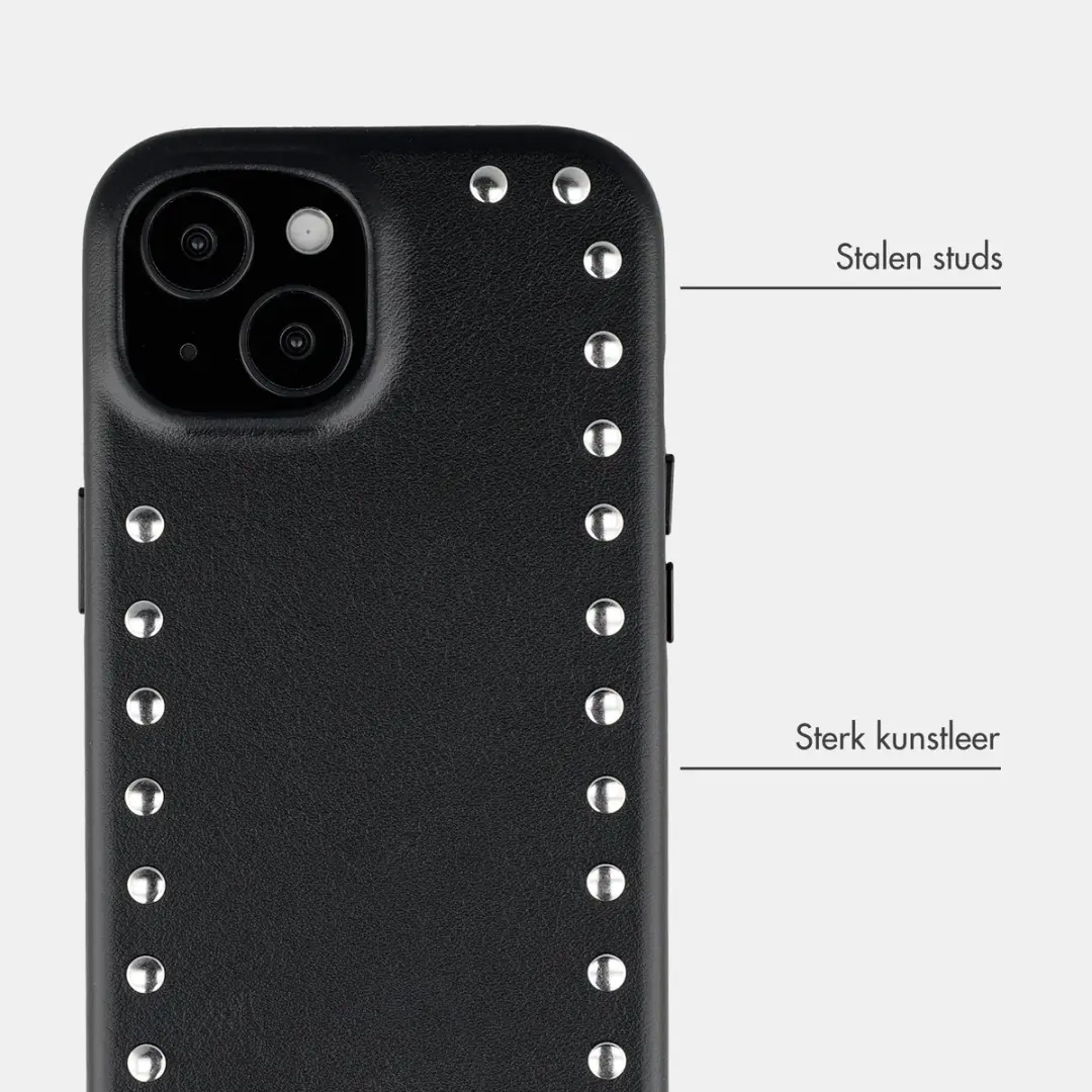 Selencia Hoesje iPhone 15 Studs Backcover - Velvet Black