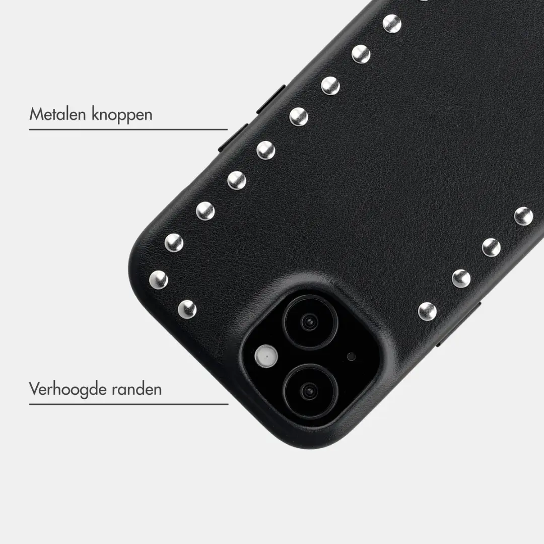 Selencia Hoesje iPhone 15 Studs Backcover - Velvet Black