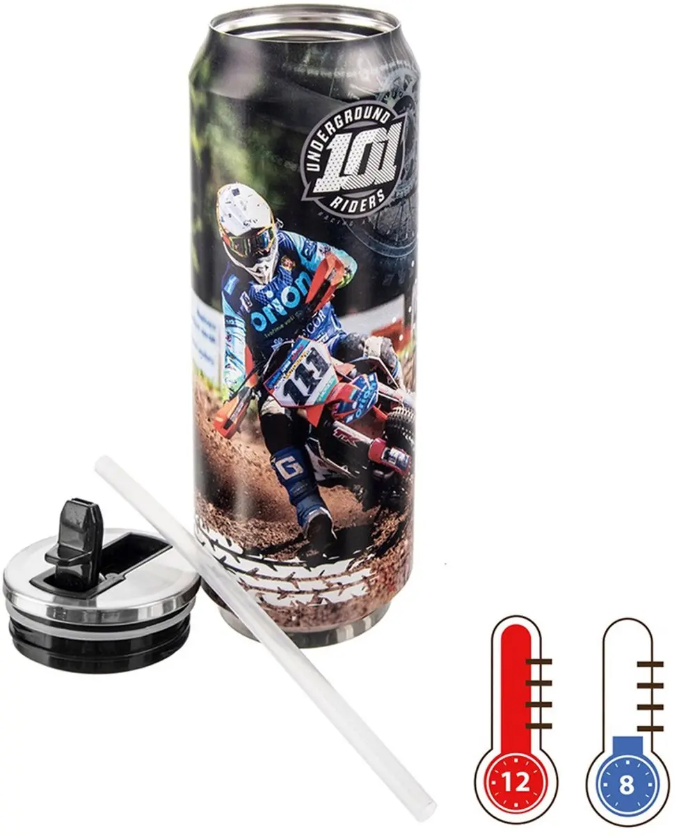 Orion Thermosfles Motocross 700ml - Roestvrij Staal - Zwart - afbeelding 4 van 6