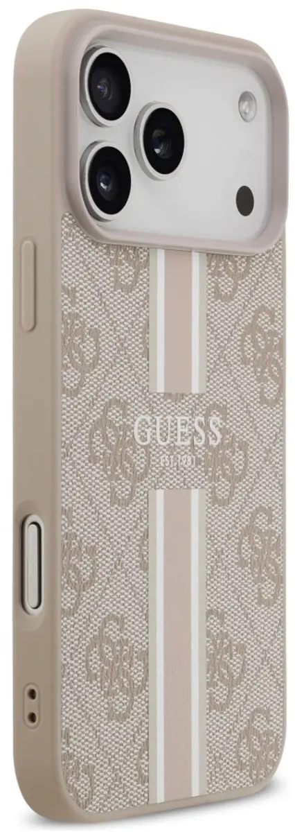 GUESS Case 4G Bedrukte Strepen iPhone 17 Pro Max - MagSafe - Zwart