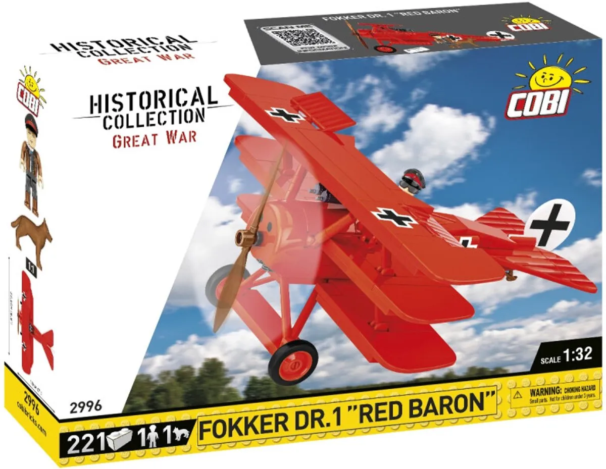 Cobi Fokker Dr.I Red Baron 2996 Bouwset - 221 Stukken - Meerkleurig