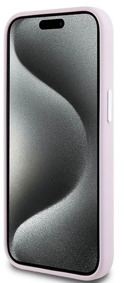 DKNY Silicone Metal Logo Back Case - iPhone 15 Plus - Roze