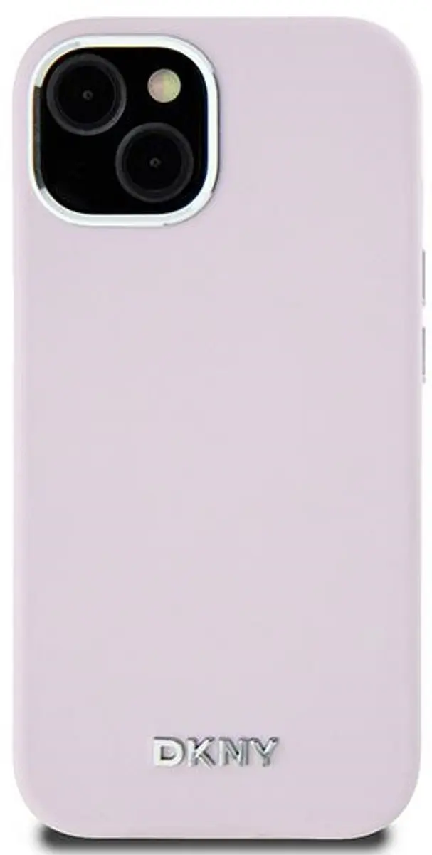 DKNY Silicone Metal Logo Back Case - iPhone 15 Plus - Roze