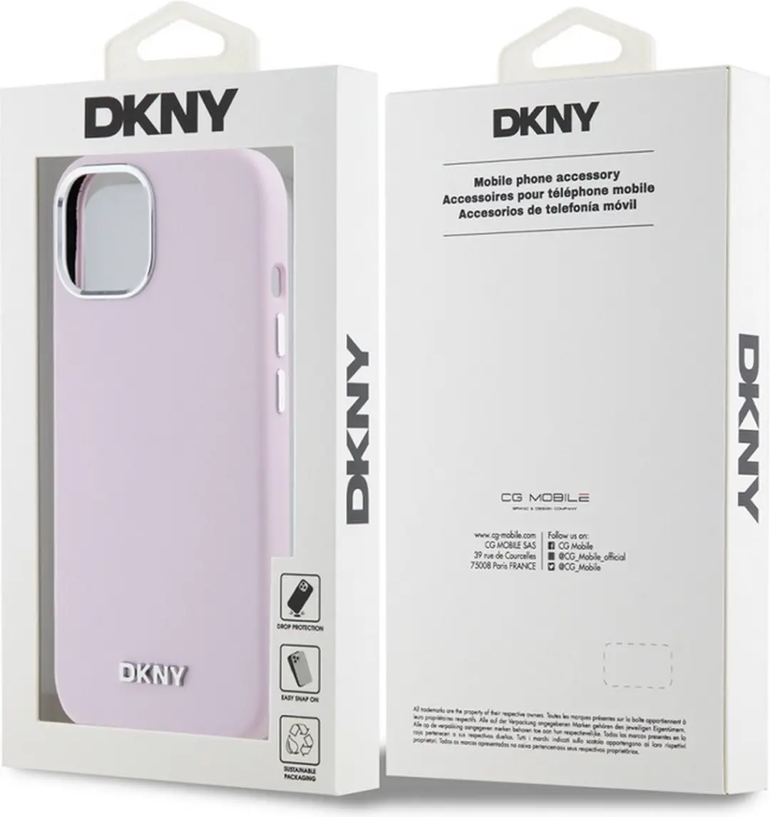 DKNY Silicone Metal Logo Back Case - iPhone 15 Plus - Roze - afbeelding 6 van 6