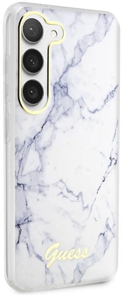 GUESS Hoesje Back Cover Marmer Wit - Samsung Galaxy S23 Plus - 3666339117412