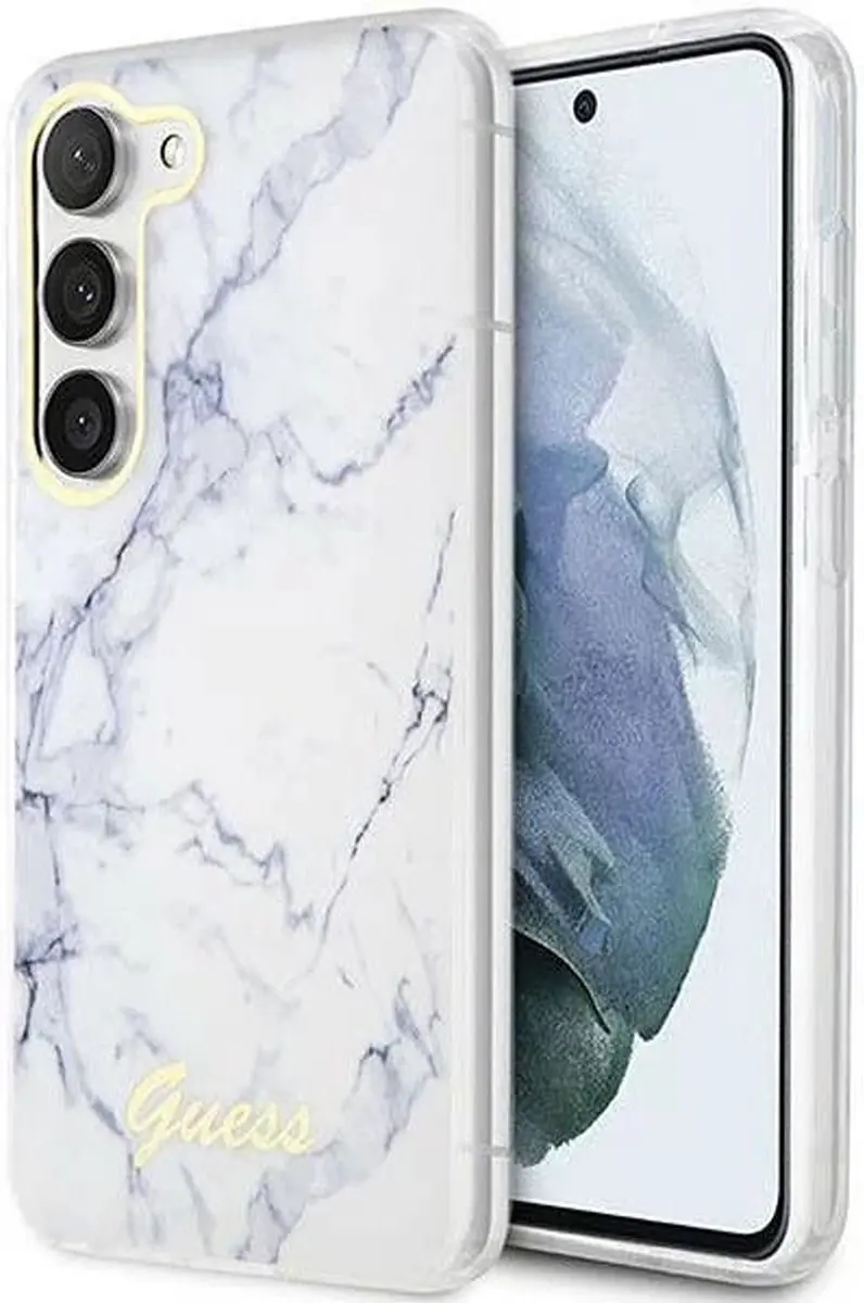 GUESS Hoesje Back Cover Marmer Wit