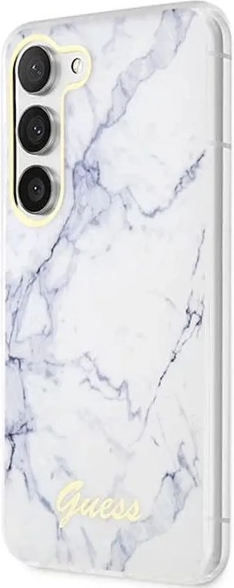 GUESS Hoesje Back Cover Marmer Wit - Samsung Galaxy S23 Plus - 3666339117412
