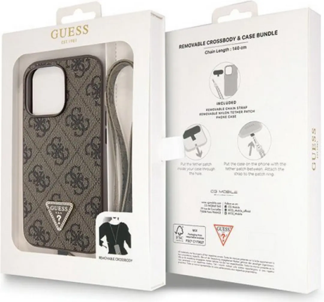 GUESS 4G Triangle Crossbody Back Case - iPhone 13 Pro Max - Bruin