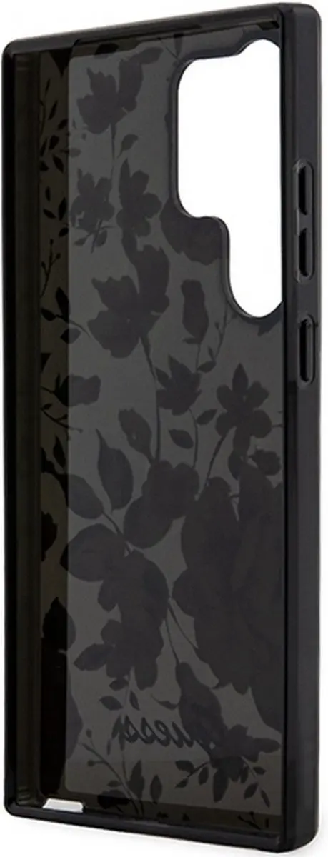 GUESS Flower Back Cover GUHCS23LFLGBK - Samsung Galaxy S23 Ultra - Zwart