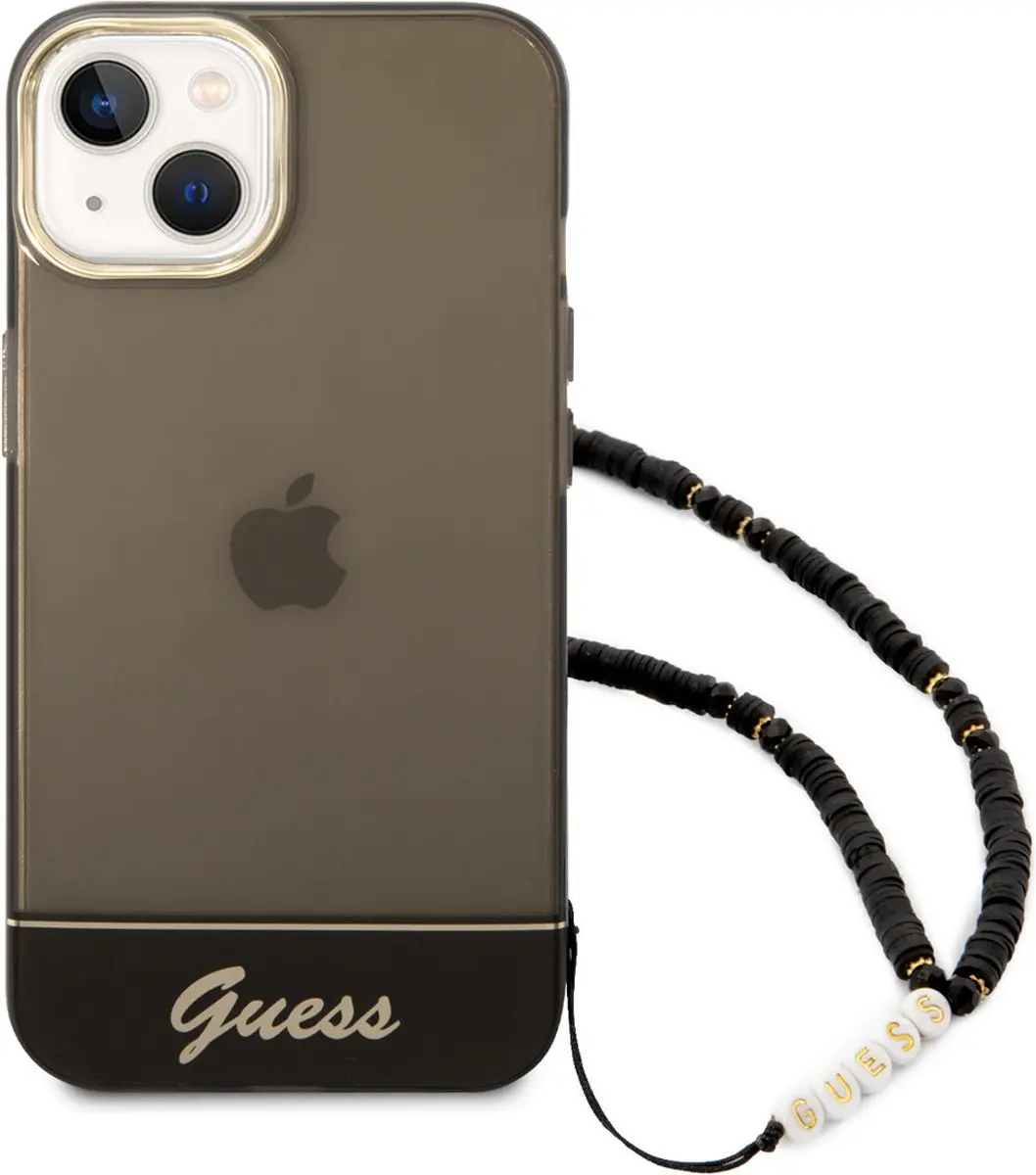 GUESS iPhone 14 TPU Hoesje - Transparant/Zwart