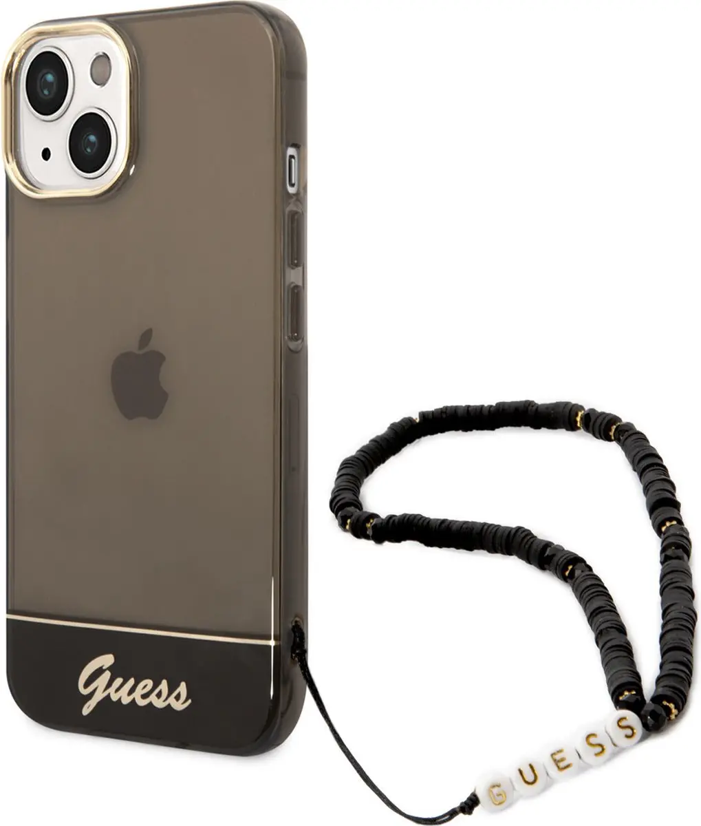 GUESS iPhone 14 TPU Hoesje - Transparant/Zwart
