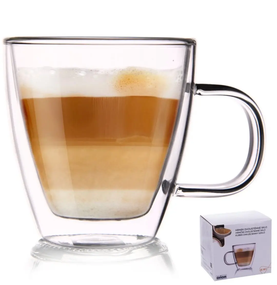 Orion Thermisch Glas Latte 180ml - Dubbele Wand - Transparant