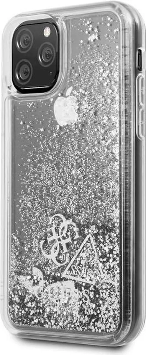 GUESS Apple iPhone 11 Pro Backcover - Glitter Hearts - Zilver