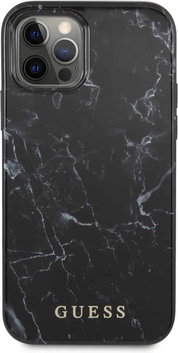 Guess Marble Backcover iPhone 12/12 Pro - Zwart - afbeelding 6 van 6