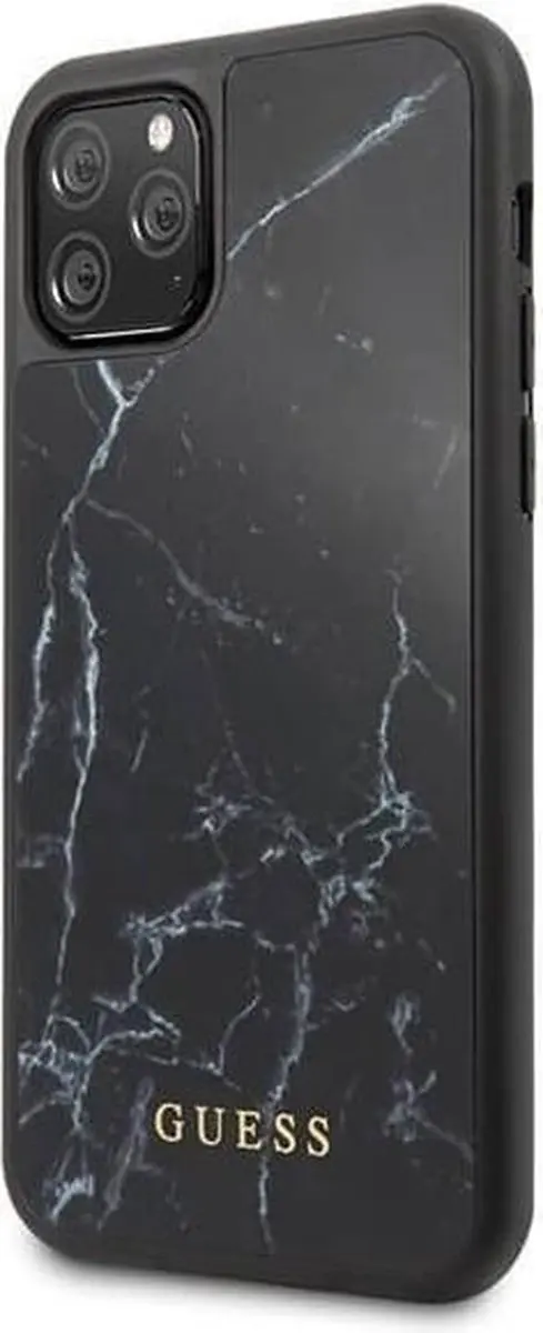Guess Marble Backcover iPhone 12/12 Pro - Zwart