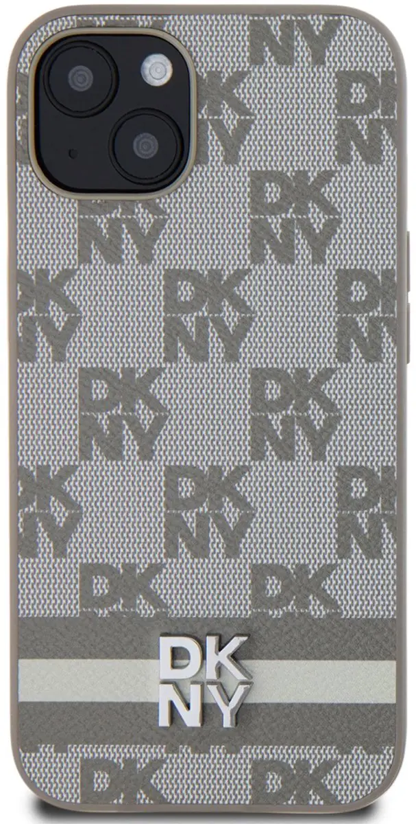 DKNY Checkered Printed Stripe iPhone 13 Hoes - Beige - afbeelding 6 van 6