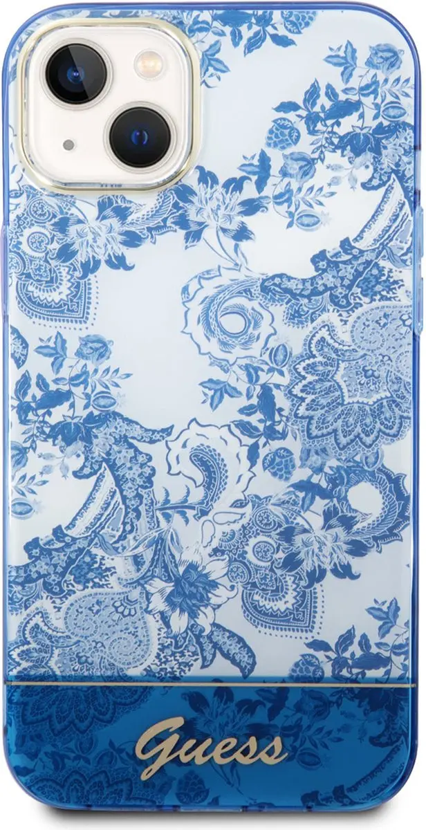 Guess Toile de Jouy Back Case - iPhone 14 Plus - Blauw