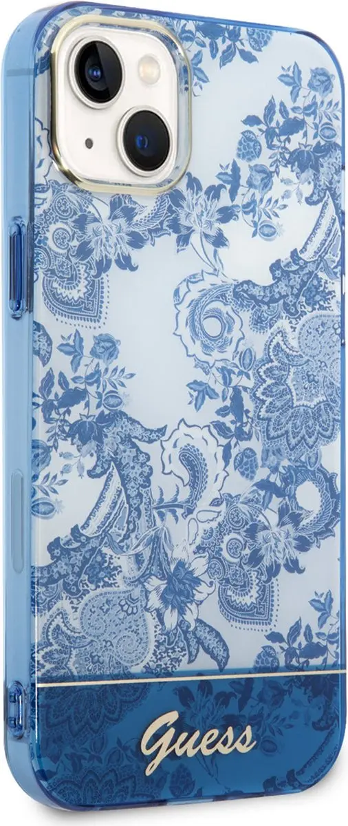 Guess Toile de Jouy Back Case - iPhone 14 Plus - Blauw