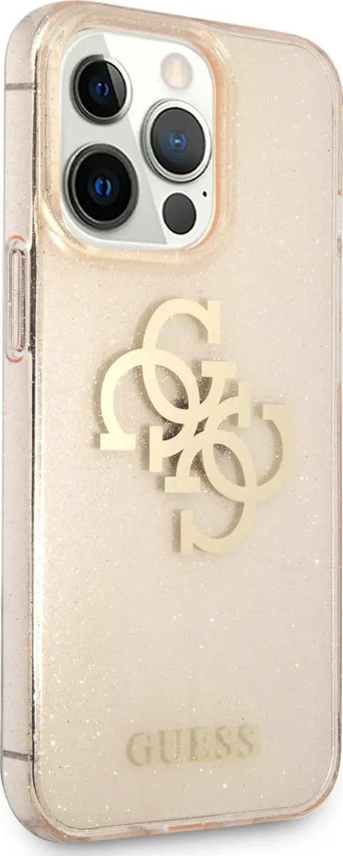 GUESS Glitters Hoesje iPhone 13 Pro - Goud