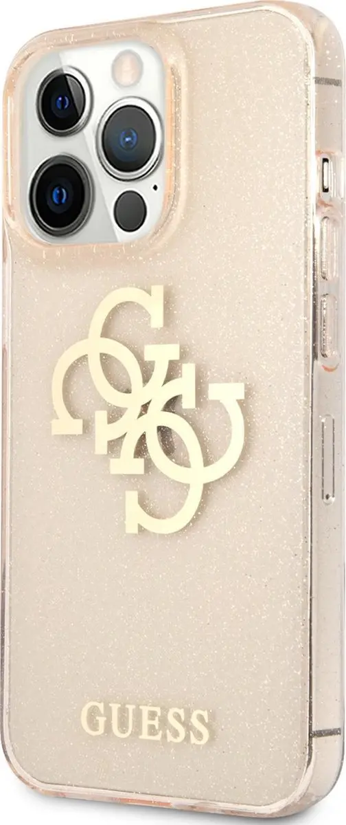 GUESS Glitters Hoesje iPhone 13 Pro - Goud