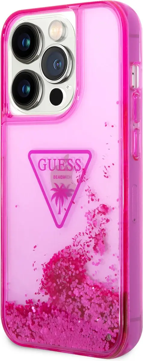 GUESS iPhone 14 Pro Max Telefoonhoesje - Roze Transparant - MPN 3666339064754