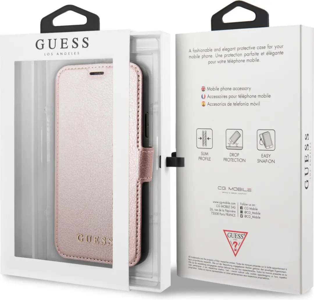 GUESS iPhone 11 Pro Hoesje - Effen Rose Goud - 3 Pasjes
