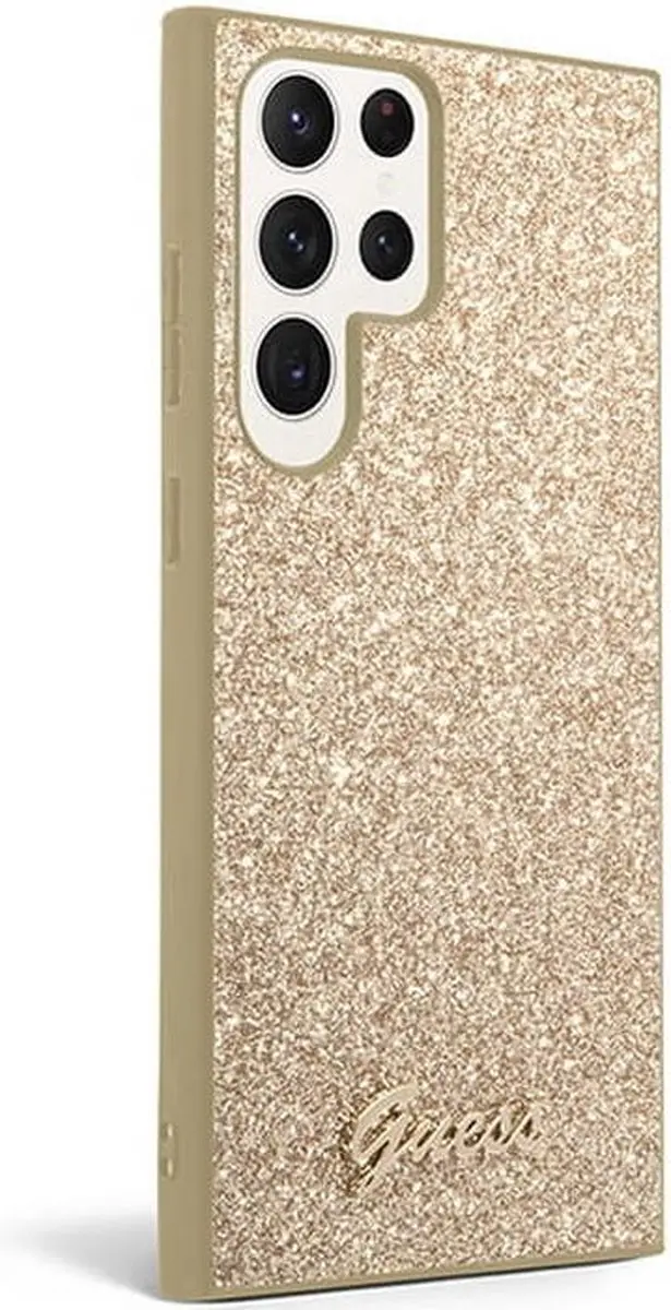 GUESS Glitter Flakes Hoesje - Samsung Galaxy S23 Ultra - Goud