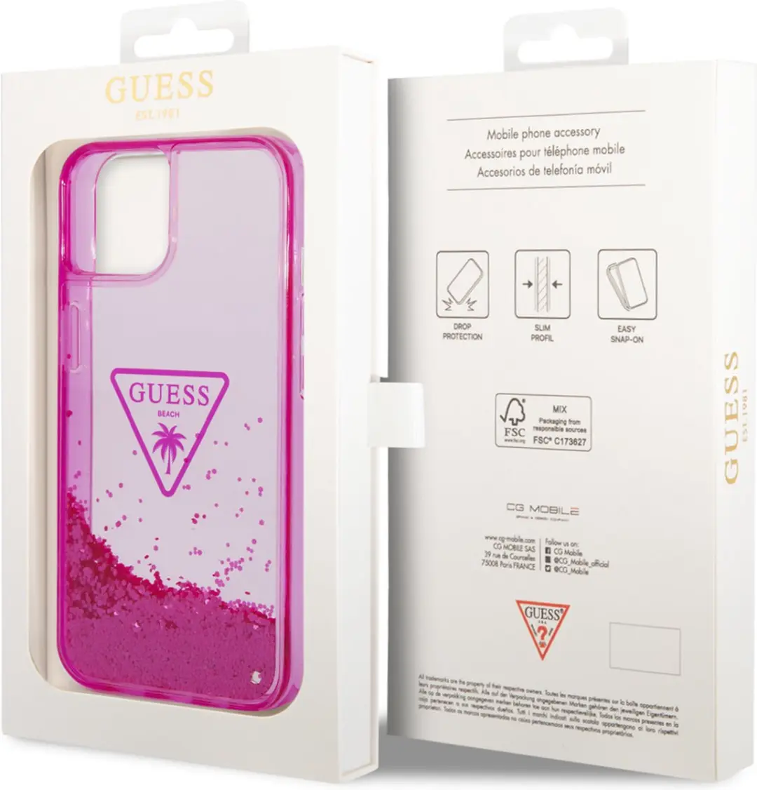 GUESS Transparante TPU Back Cover iPhone 14 - Roze