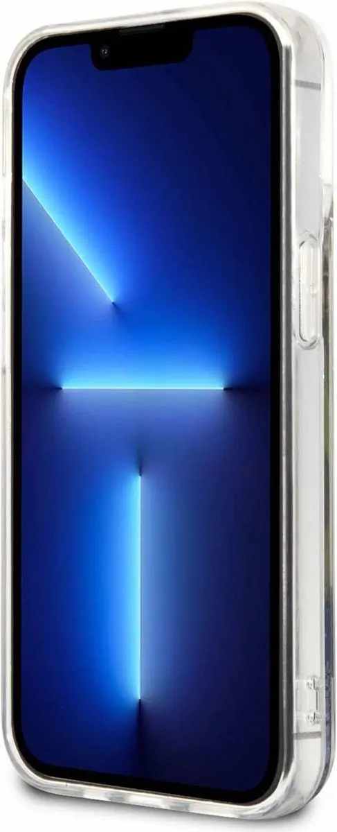 GUESS Flower Liquid Glitter iPhone 13 Pro Hoes - Blauw