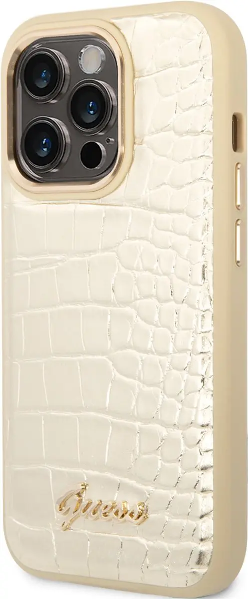 Guess iPhone 14 Pro Telefoonhoesje - Goud - MagSafe