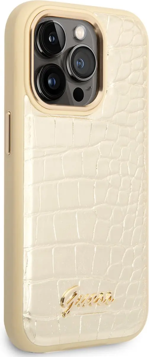 Guess iPhone 14 Pro Telefoonhoesje - Goud - MagSafe