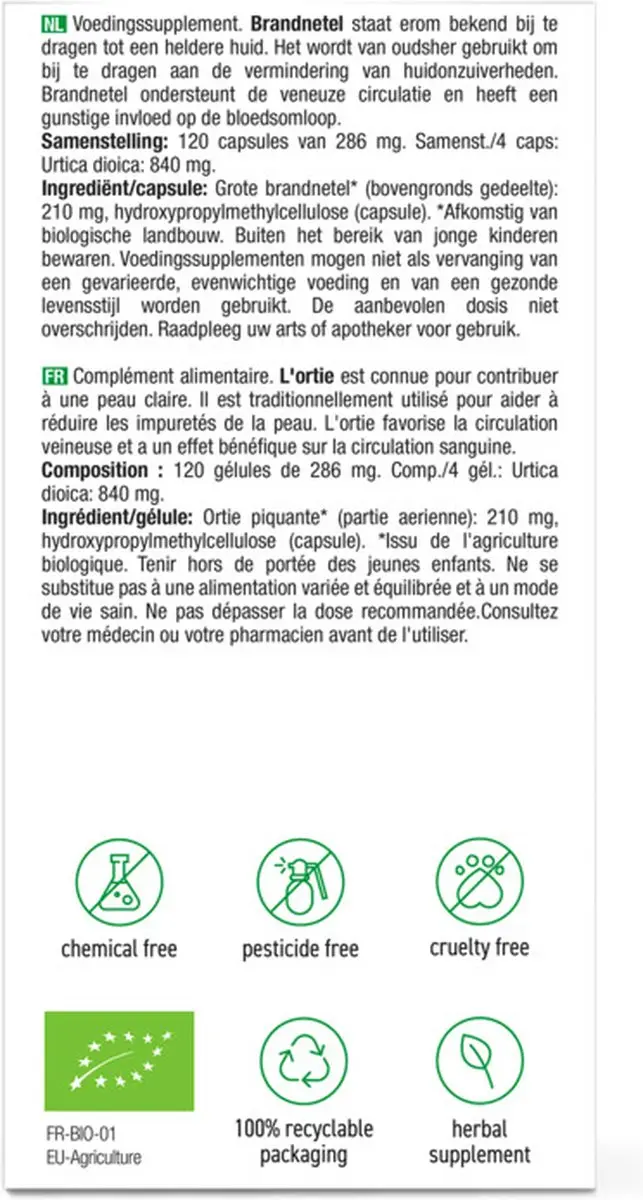 Purasana Bio Brandnetel 285mg - 120 Vcaps