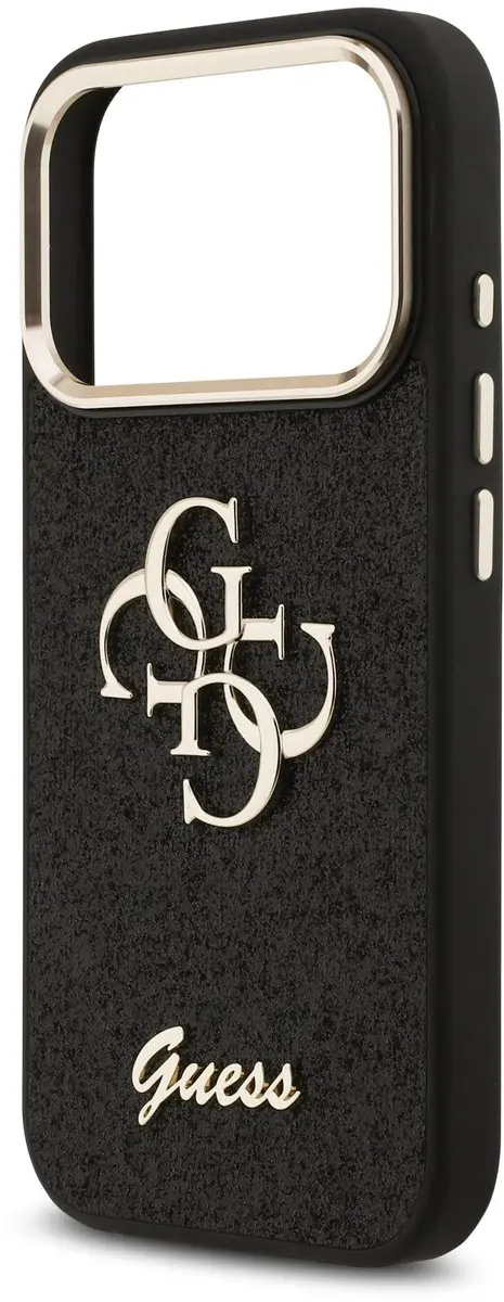 GUESS PU Fixed Glitter 4G Backcover 14701 - iPhone 17 Pro - Zwart