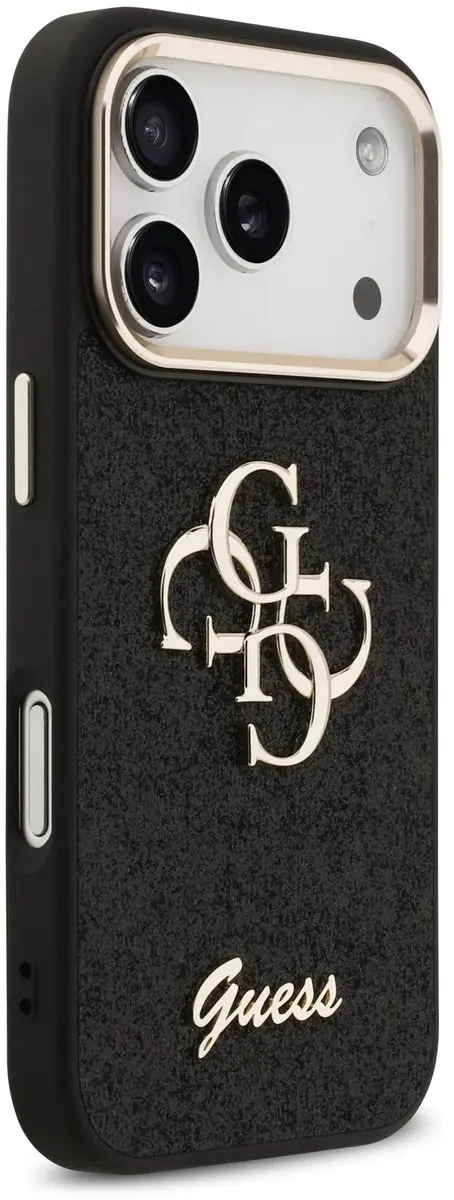 GUESS PU Fixed Glitter 4G Backcover 14701 - iPhone 17 Pro - Zwart