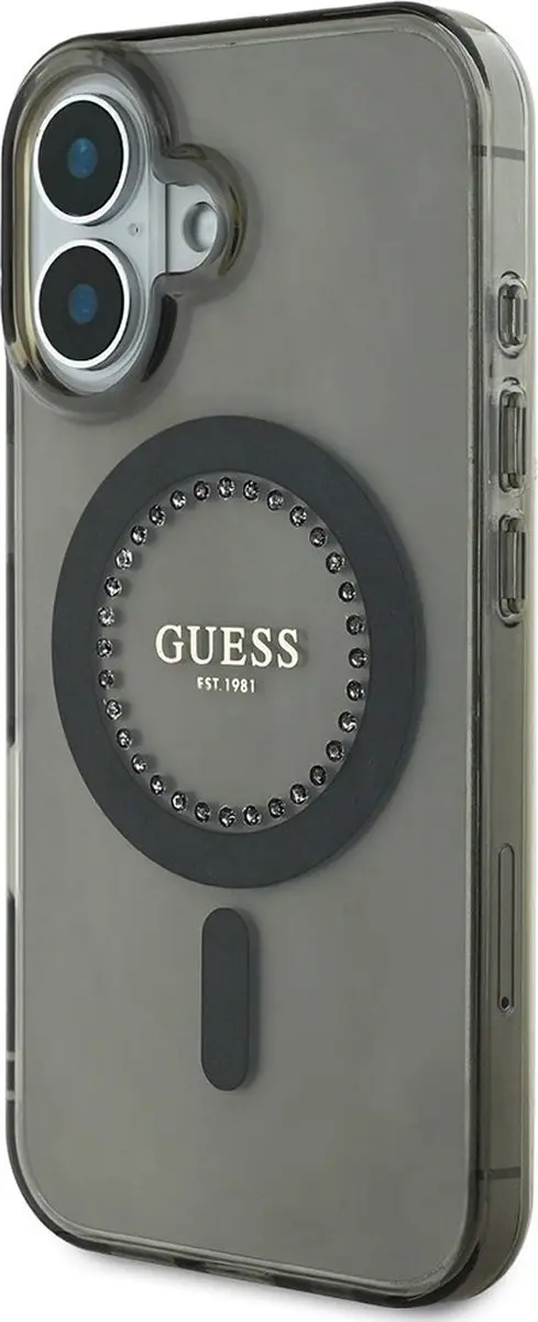 GUESS IML Rhinestones Hoesje iPhone 16 Plus - Zwart