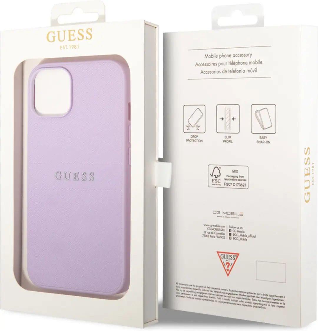Guess Hoesje iPhone 14 Plus - Saffiano - Paars - 3666339088637