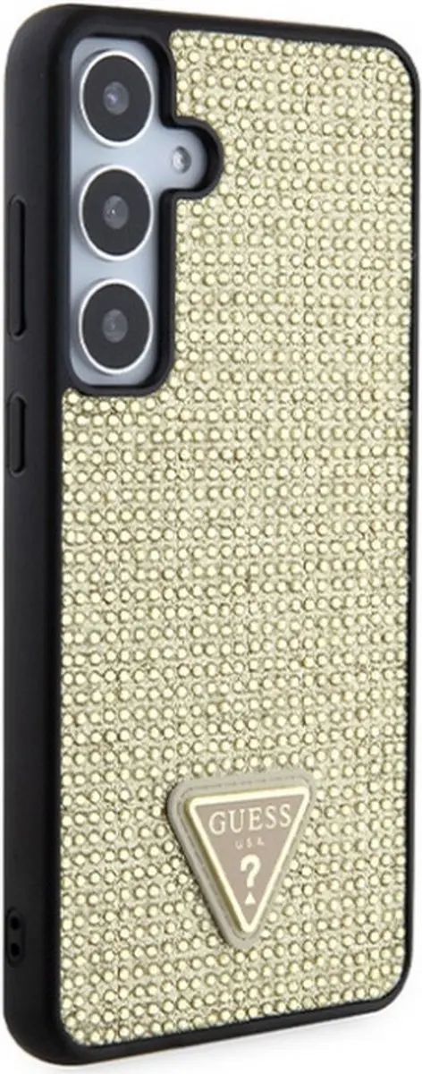 GUESS Rhinestones Triangle Logo Hoesje - Samsung Galaxy S24 Plus - Goud